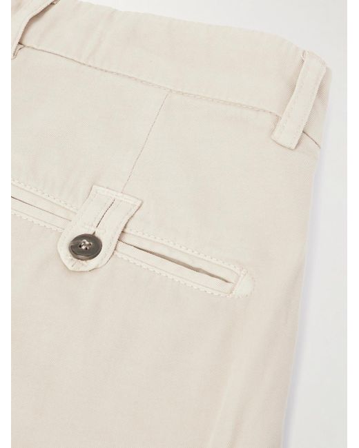 Eleventy Gerade geschnittene Hose aus einer Stretch-Baumwoll-Lyocell-Mischung mit Falten in Natural für Herren