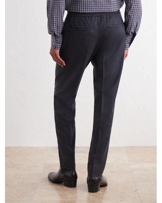 Zegna Blue Straight-Leg Wool, Cashmere And Silk-Blend Trousers for men