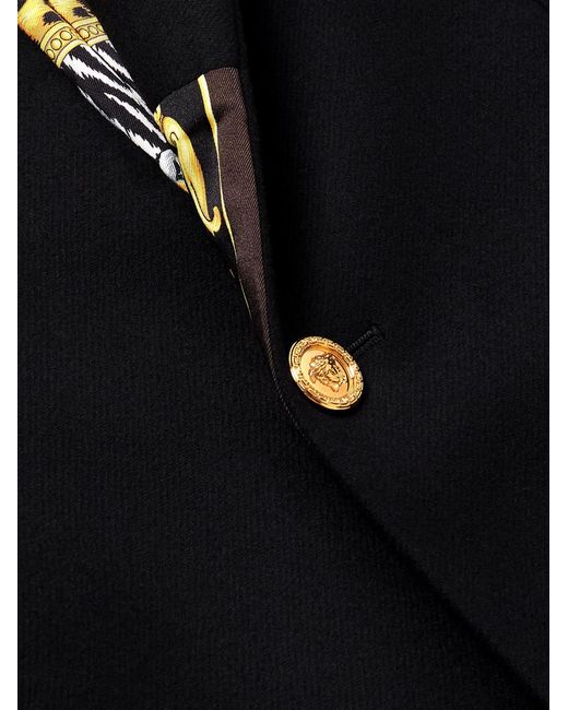 Versace Black Wool-Blend Twill Overcoat for men