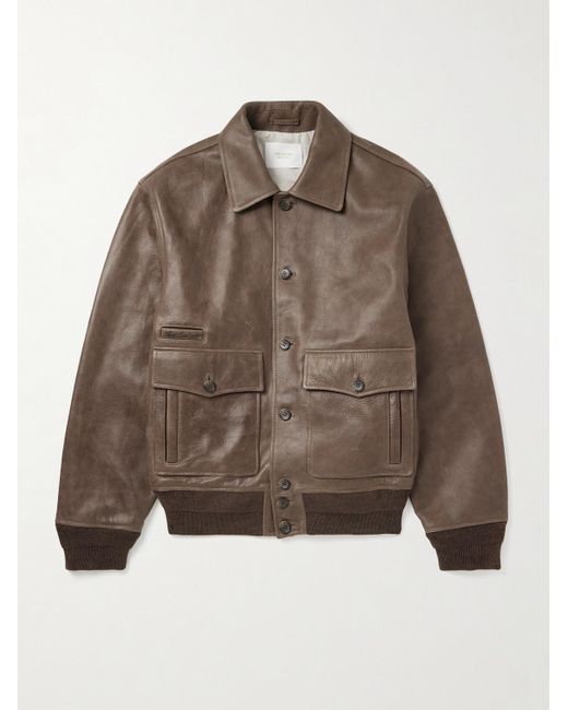 Aimé Leon Dore Brown Easy Leather Jacket for men