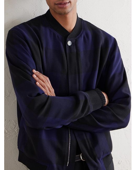 Givenchy Blue Checked Twill Varsity Jacket for men