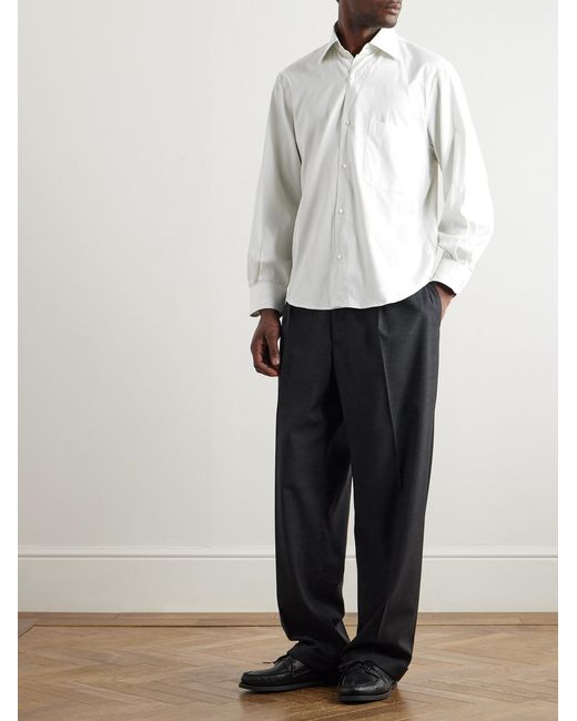Striped Cotton-Twill Shirt di STÒFFA in White da Uomo