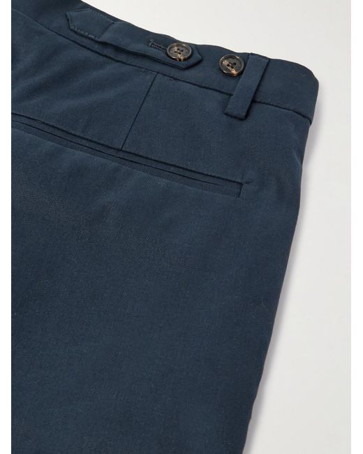 Umit Benan Blue Richard Straight-leg Pleated Cotton-blend Twill Suit Trousers for men