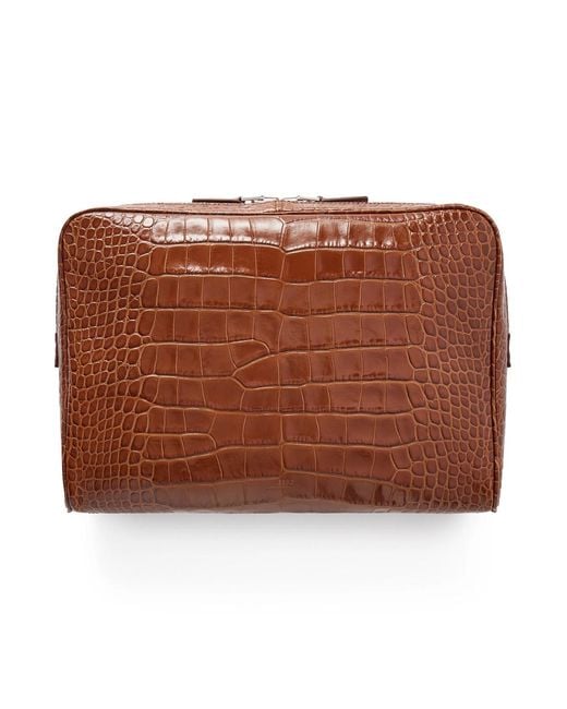 Tom Ford Brown Croc-effect Leather Pouch for men