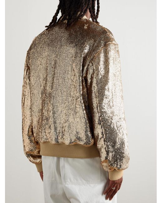 Dries Van Noten Natural Sequinned Crepe Bomber Jacket for men