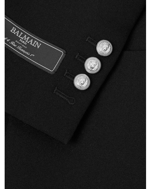 Balmain Black Slim-Fit Double-Breasted Wool Blazer for men
