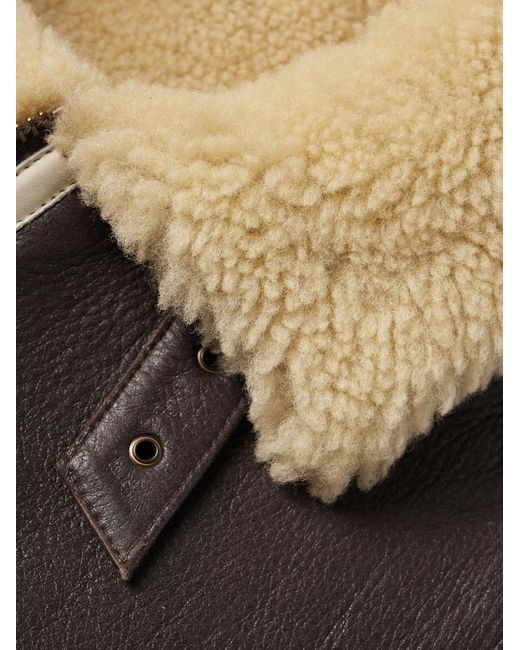 Bode Black Leather-Trimmed Shearling Jacket for men