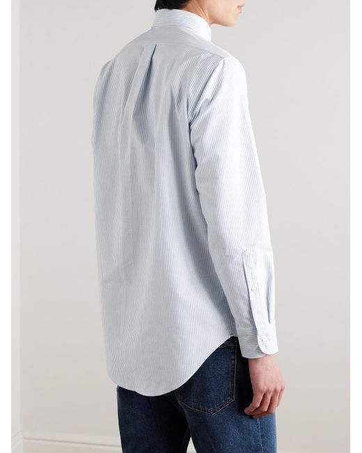 Sid Mashburn White Button-Down Collar Striped Cotton Oxford Shirt for men