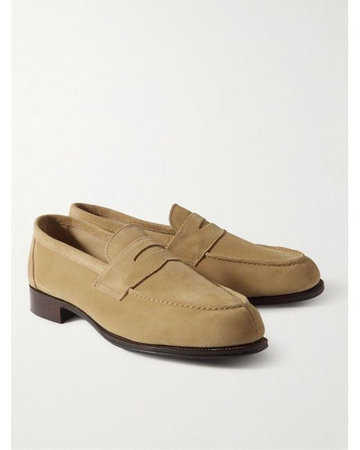 George Cleverley Natural Cannes Suede Penny Loafers for men