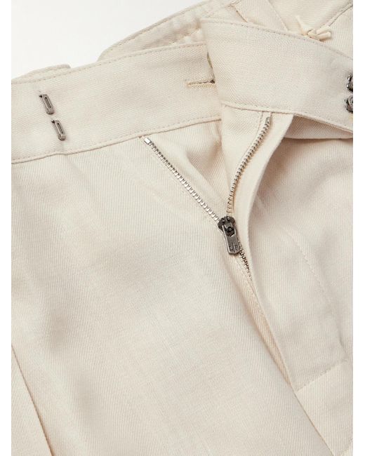 Loro Piana Natural Reinga Wide-Leg Pleated Linen-Twill Bermuda Shorts for men