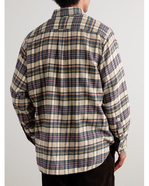 Beams Plus Gray Checked Cotton-Flannel Shirt for men