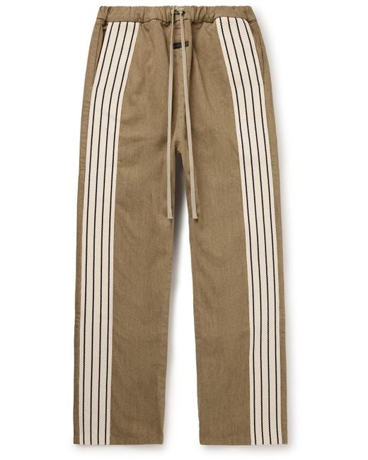 Fear Of God Natural Forum Straight-leg Striped Canvas-trimmed Drawstring Jeans for men