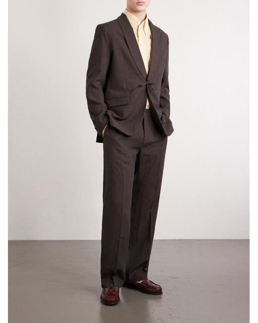 A Kind Of Guise Gray Linen Tailored Wide Trousers for men