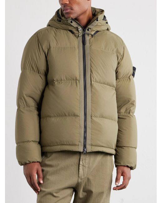 Stone Island Green Padded Quilted Cordura Ripstop Hooded Down Jacket for men