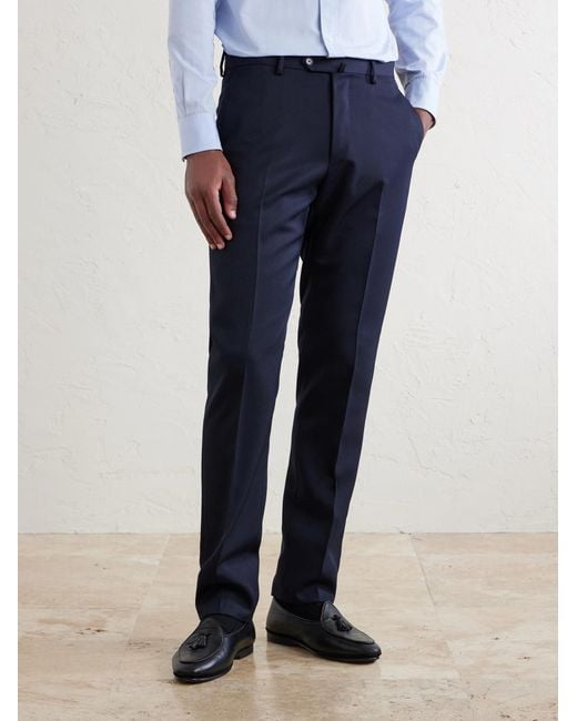 Caruso Blue Straight-Leg Twill Suit Trousers for men