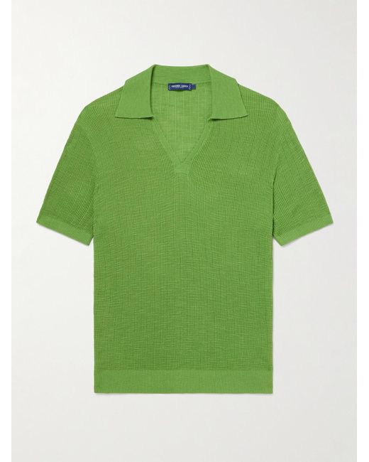 Frescobol Carioca Green Joaquim Ribbed Cotton-blend Polo Shirt for men