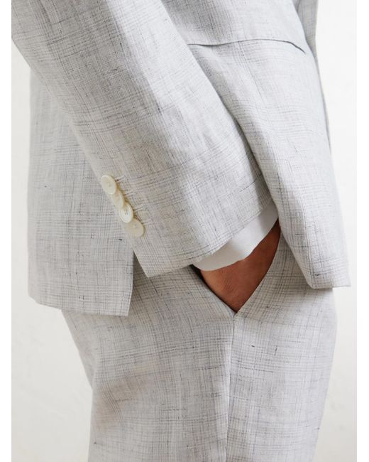 Mr P. Gray Delave Linen Check Suit Jacket for men