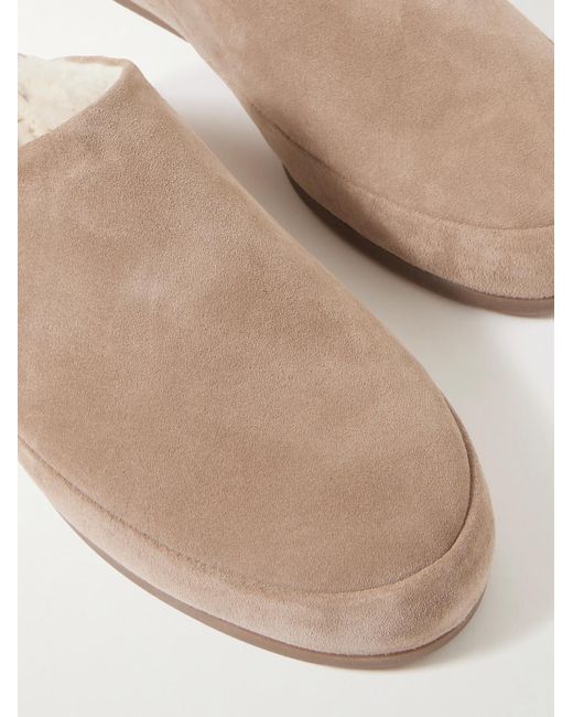 Mulo Natural Shearling-lined Suede Slippers for men