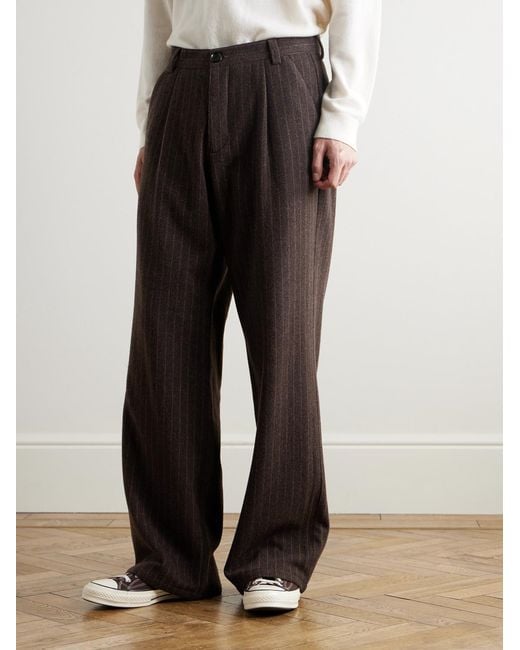 Oliver Spencer Brown Orsman Wide-Leg Cotton-Blend Trousers for men