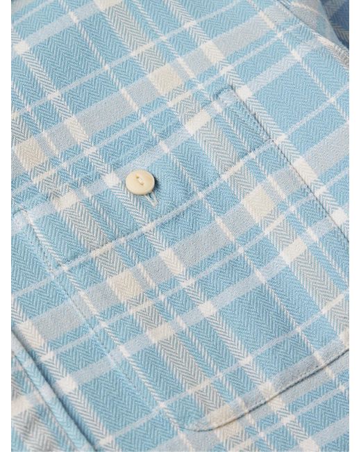 Faherty Brand Blue The Surf Checked Organic Cotton-flannel Shirt for men
