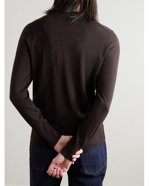 Mr P. Brown Merino Wool Sweater for men
