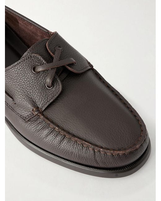 Morjas Brown Full-Grain Leather Boat Shoes for men