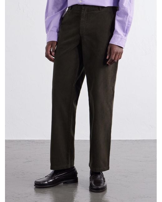 Portuguese Flannel Gray Labura Straight-Leg Cotton-Gabardine Trousers for men