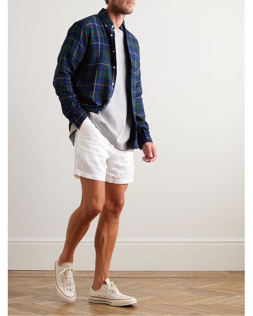Shorts in lino con coulisse e logo ricamato Prepster di Polo Ralph Lauren in White da Uomo