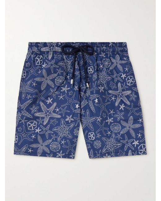 Vilebrequin Blue Moorea Slim-fit Mid-length Printed Swim Shorts for men