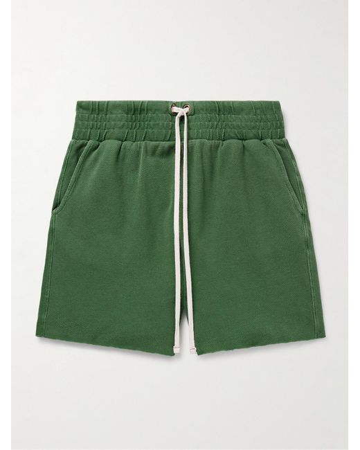 Les Tien Green Yacht Straight-Leg Garment-Dyed Cotton-Piqué Drawstring Shorts for men