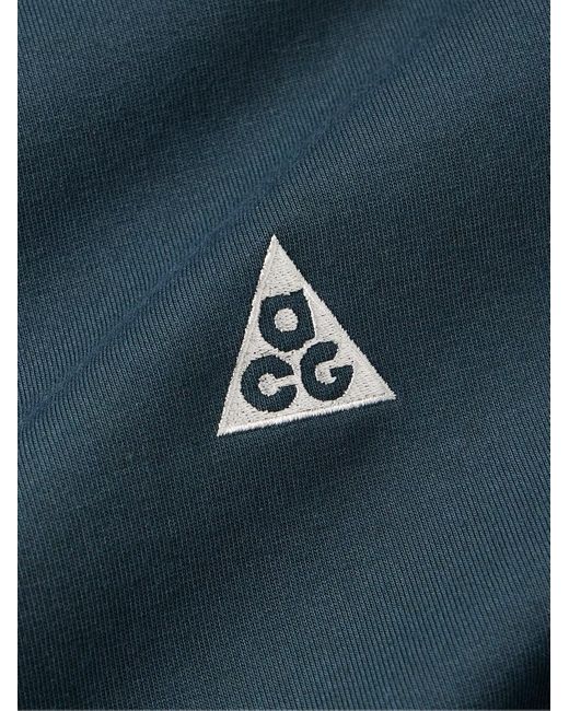 Nike Blue Acg Logo-embroidered Jersey T-shirt for men