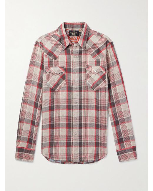 Camicia western in tessuto doppio di RRL in Pink da Uomo