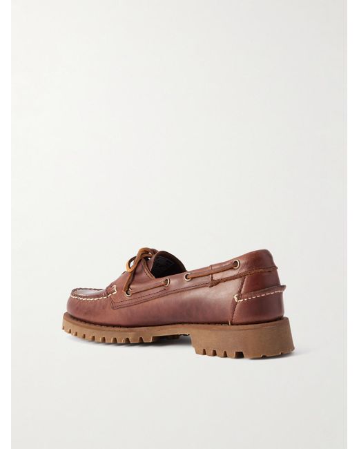 Sebago Endeavor Waxed Leather Boat Shoes – Men's, Brown/Gum, UK 7-14, Lace-Up Casual