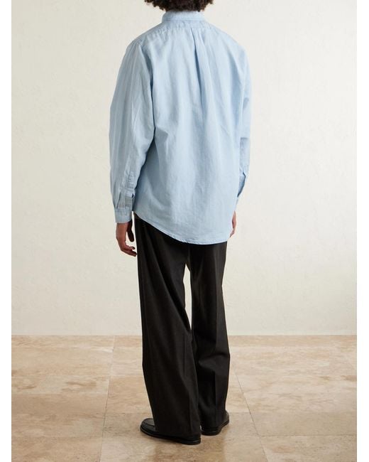 Barena Blue Button-down Collar Linen And Cotton-blend Chambray Shirt for men