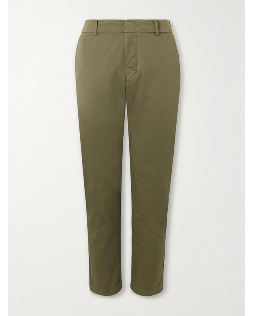 Barena Green Tapered Stretch-Cotton Gabardine Trousers for men