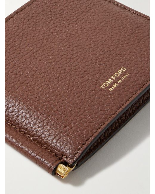 Tom Ford Brown Full-Grain Leather Billfold Wallet With Money Clip for men