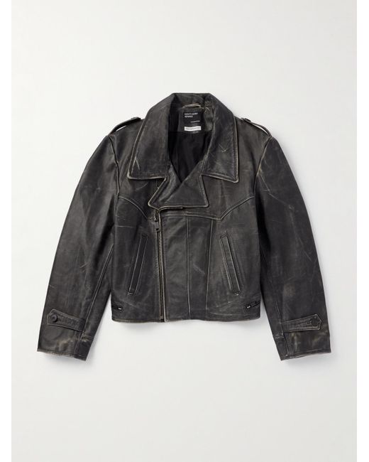 Enfants Riches Deprimes Black Tabac Rat Logo-print Leather Biker Jacket for men