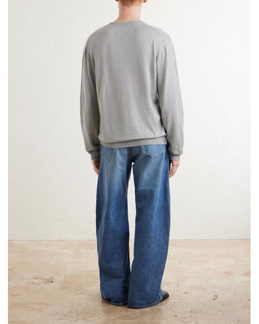 The Elder Statesman Gray Libeccio Wool, Silk And Linen-Blend Sweater for men