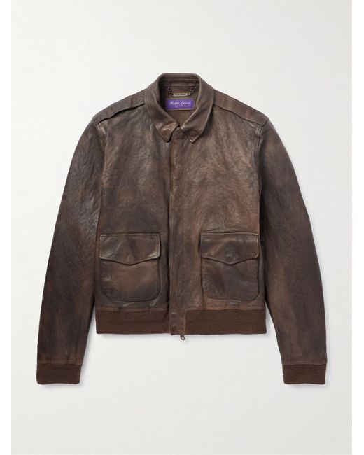 Ralph Lauren Brown Ridley Leather Bomber Jacket for men