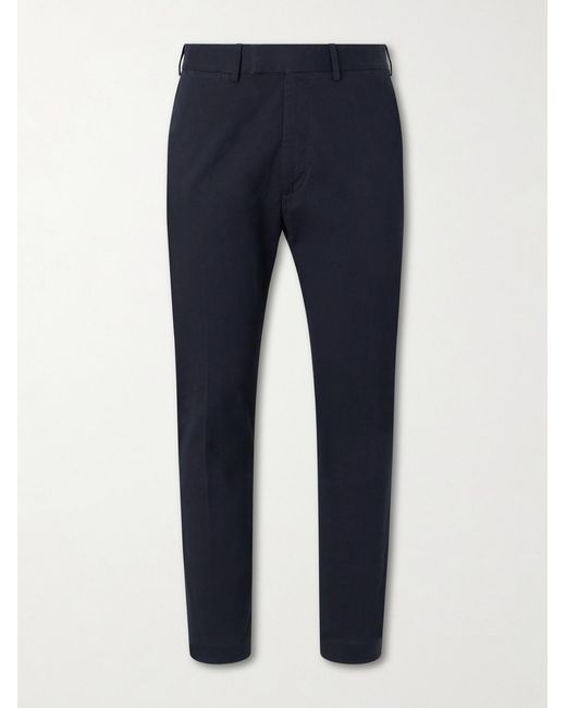 Tom Ford Blue Tapered Cotton-Blend Twill Trousers for men