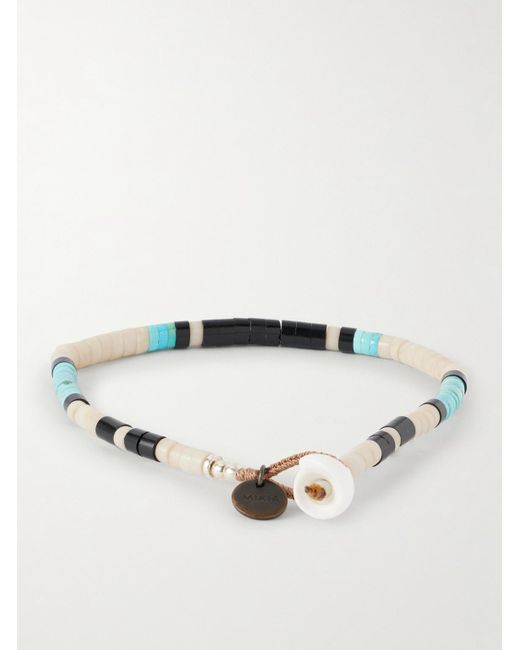 Mikia Natural Silver Multi-stone Beaded Bracelet for men