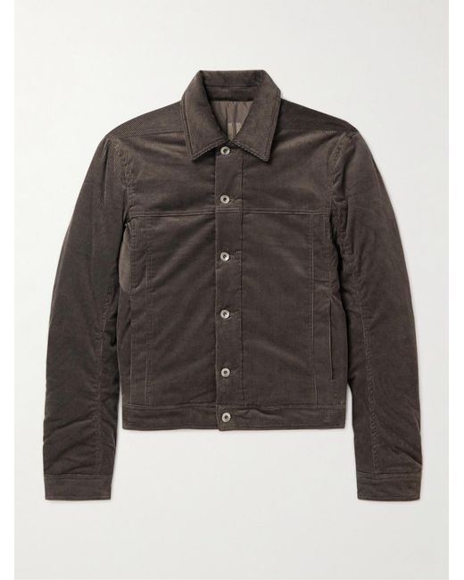 Rick Owens Gray Stretch-Cotton Corduroy Trucker Jacket for men