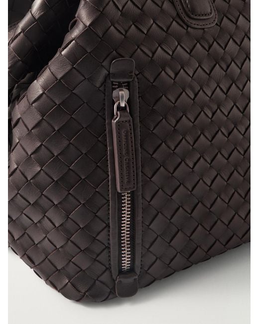 Officine Creative Black Armor/019 Woven Leather Weekend Bag for men