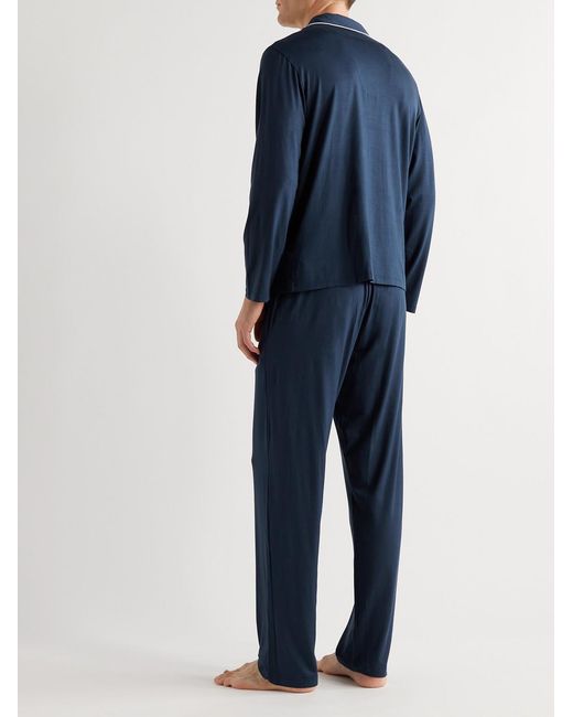 Derek Rose Blue Basel Stretch Micro Modal Jersey Pyjama Set for men