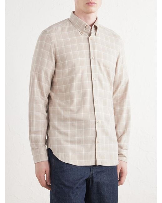 Boglioli White Checked Cotton And Lyocell-blend Shirt for men