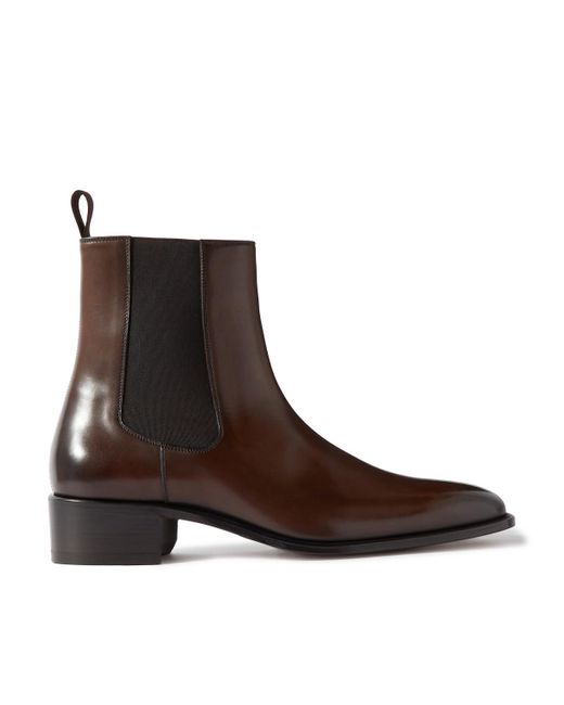 Tom Ford Brown Alec Patent-leather Chelsea Boots for men