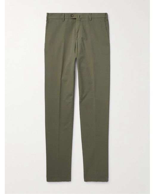 Pantaloni slim-fit in cotone stretch di Loro Piana in Green da Uomo
