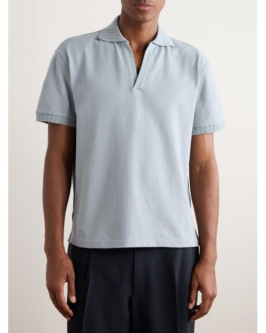 STÒFFA Blue Cotton-piqué Polo Shirt for men