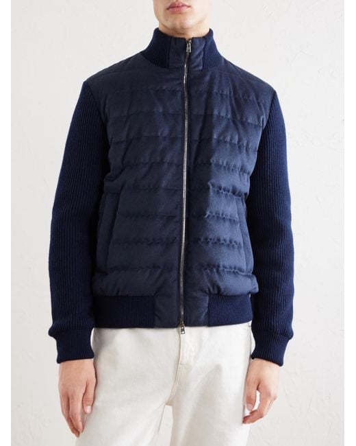 Herno Blue Quilted Twill Down Jacket for men