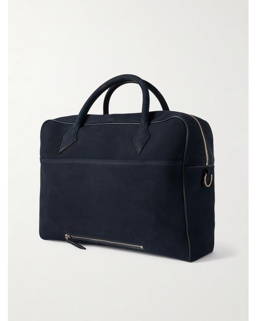 Metier Blue Closer All Day Leather-Trimmed Nubuck Briefcase for men